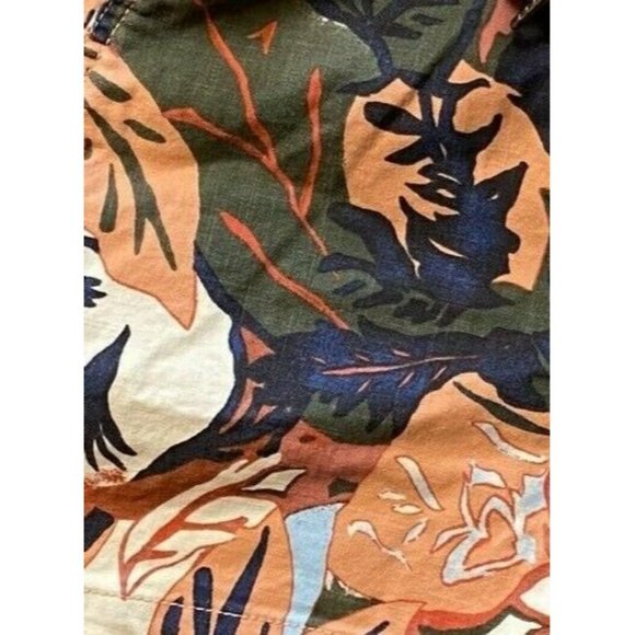 L.L. Bean Signature Salmon Pink Twill Cotton Foliage Print Pull-On Shorts XS - Picture 9 of 12